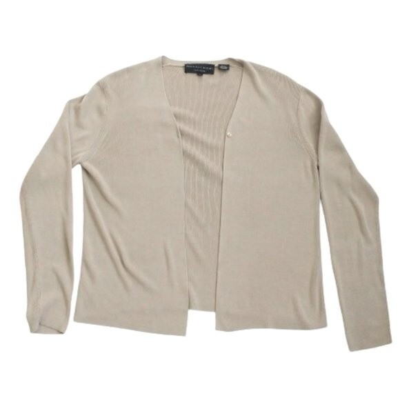 Magaschoni Collection Tan Silk Cardigan Size Large - Picture 4 of 9